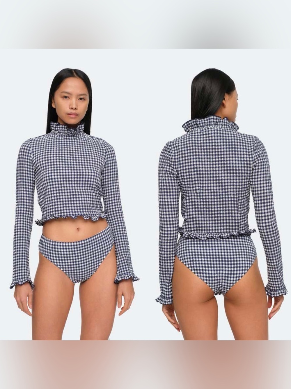 Sea NY Gingham Rash Guard Top Size Large